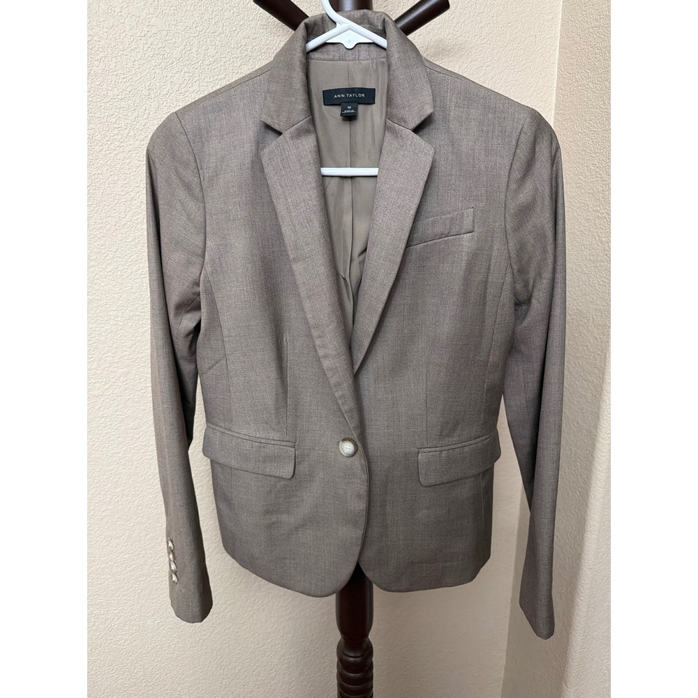 Ann Taylor Womens Brown One Button Wool Blend Blazer Jacket Size 00 513500